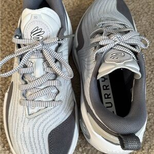 Under Armour Gray and White Kids Curry 12